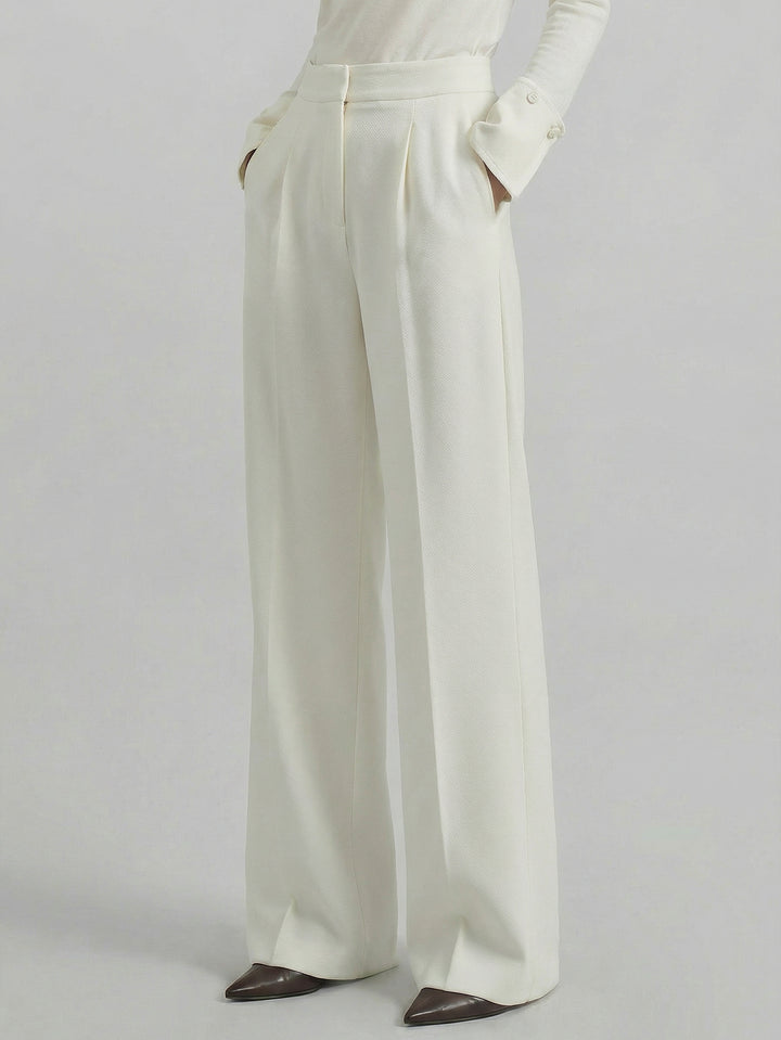 SAIA Pleated High-Waisted Elegant Pants-White