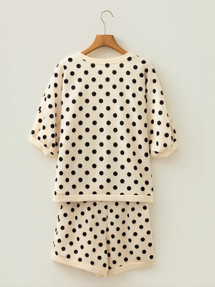 Casual Polka Dot Short Set