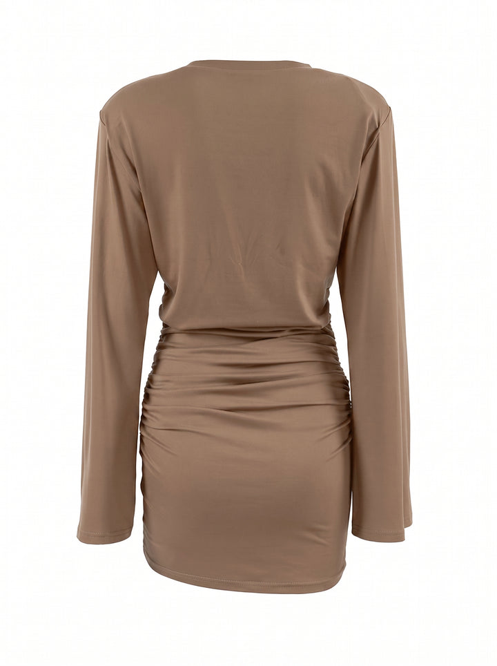 Ruched Tie Waist Mini Dress