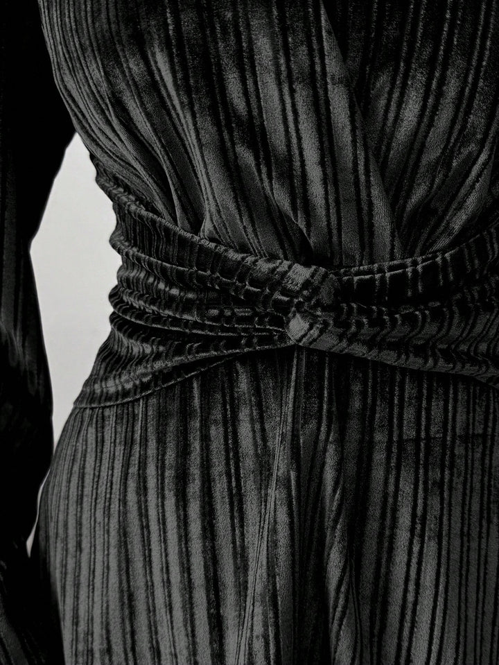 Elegant Pleated Velvet Trouser Set