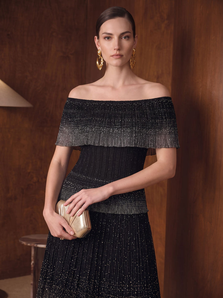 Sheer Off Shoulder Knit Pullover