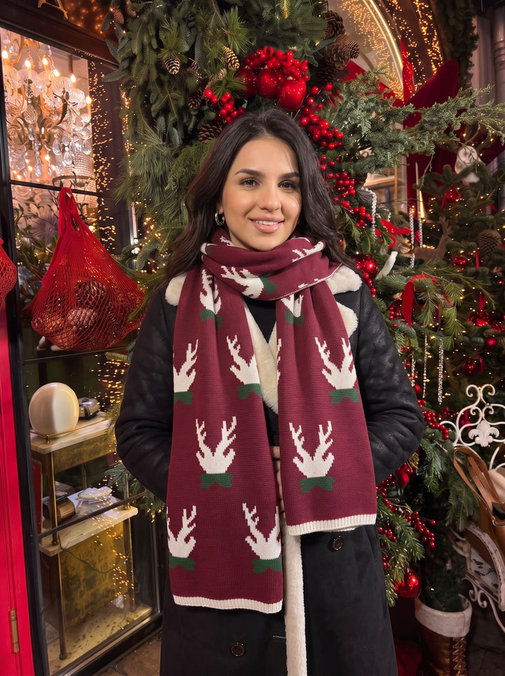 Cozy Festive Reindeer Knit Scarf