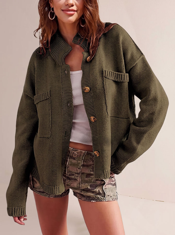 Oversized Chunky Knit Button Up Cardigan