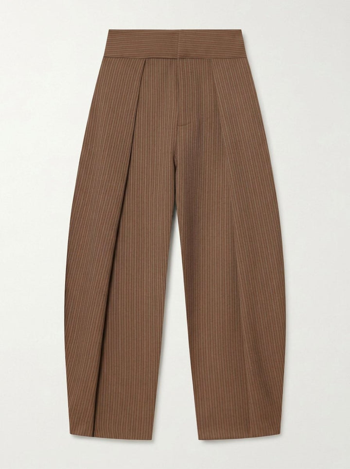 High Waisted Pinstripe Wide Leg Trousers