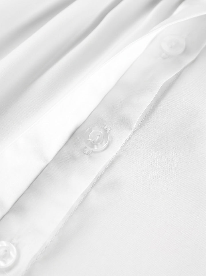 Dramatic Flared Sleeve Satin Button Shirt