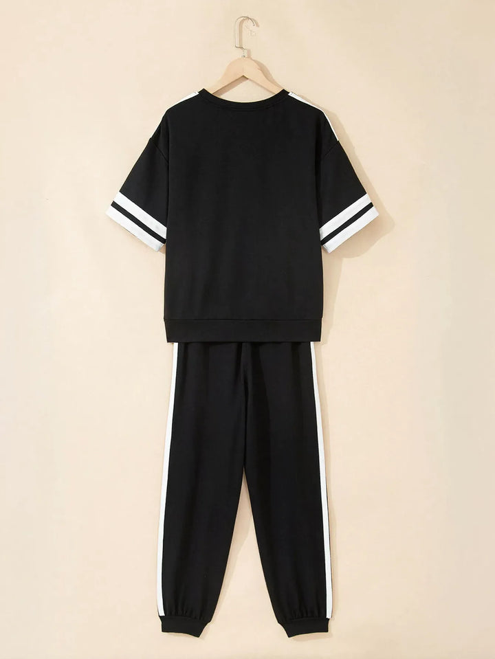 Athletic Striped Casual Pant Set