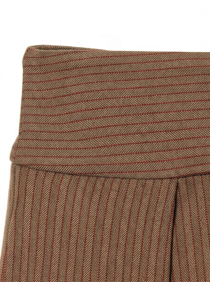 High Waisted Pinstripe Wide Leg Trousers