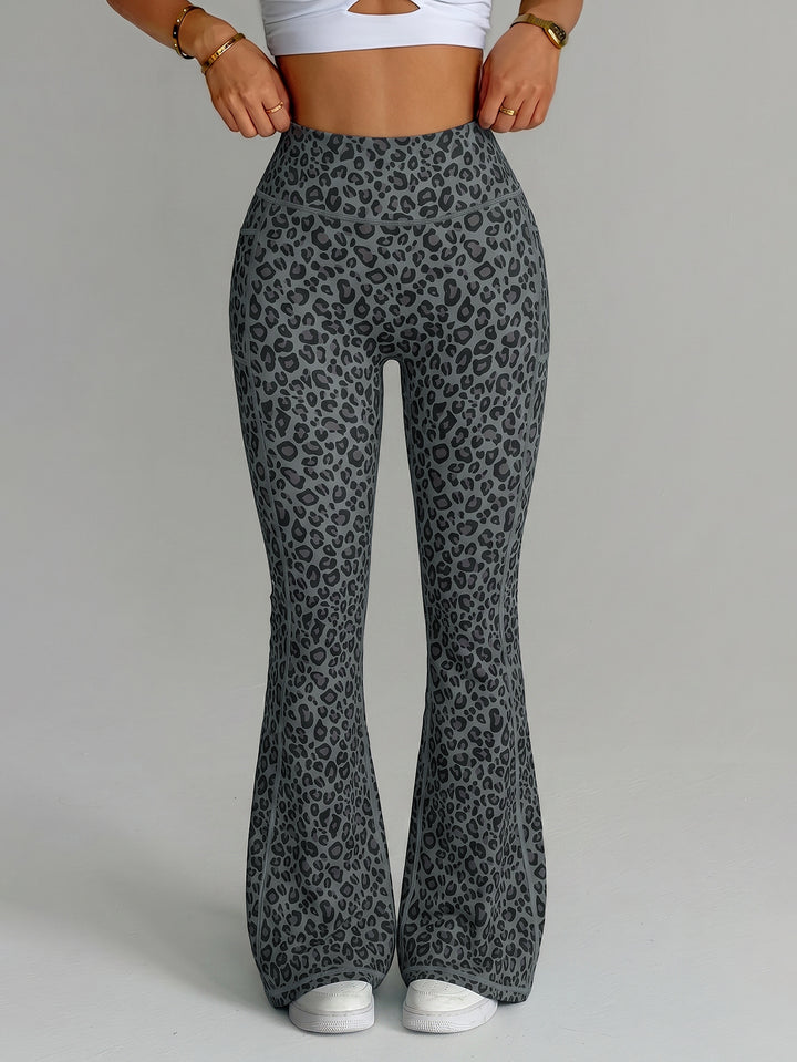 High Waisted Pastel Leopard Flare Leggings