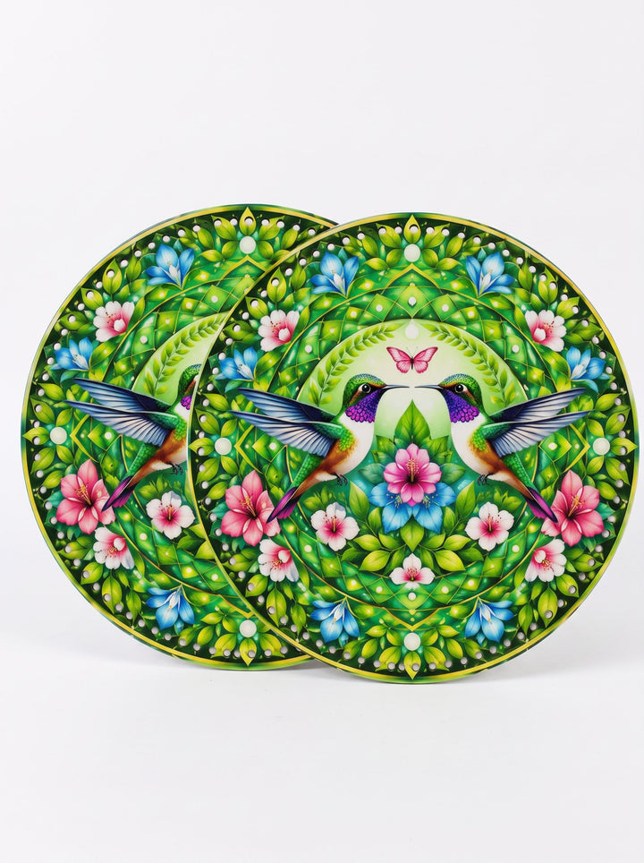 Hummingbird and Floral Mandala Crochet Basket Bottom
