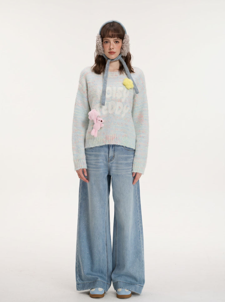 Oversized Graphic Teddy Knit Sweater