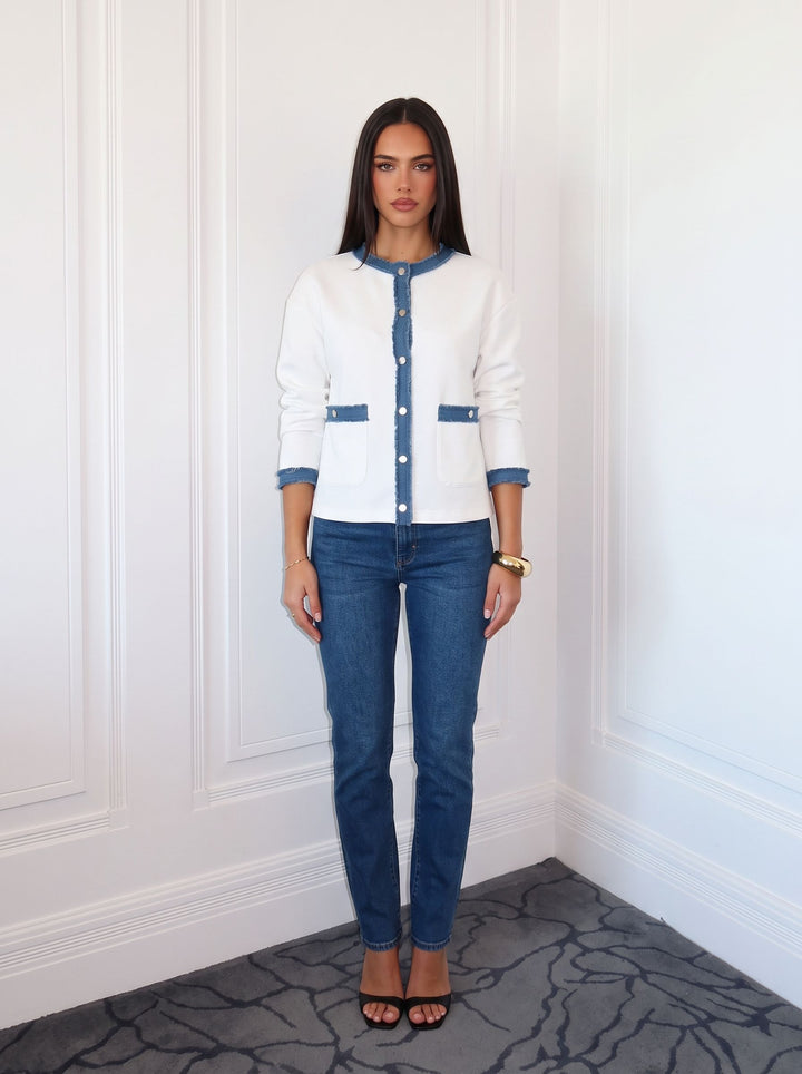 Contrast Trim Raw Edge Jacket