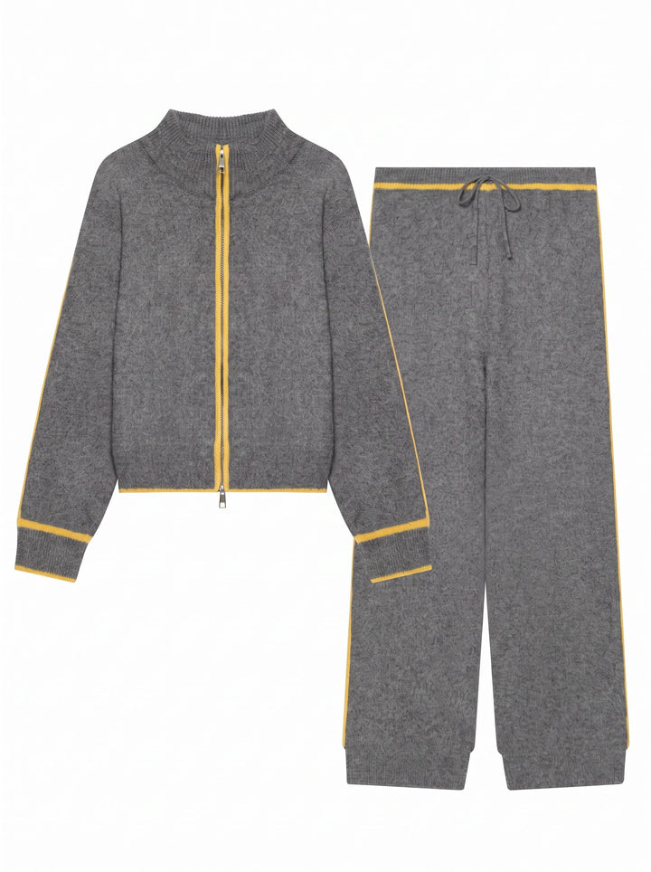 Cozy Zip Up Knit Pants Set