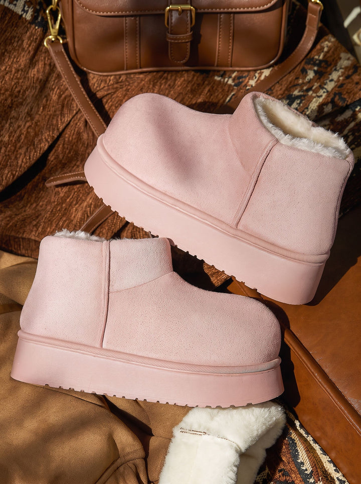 Cozy Faux Fur Platform Ankle Boots