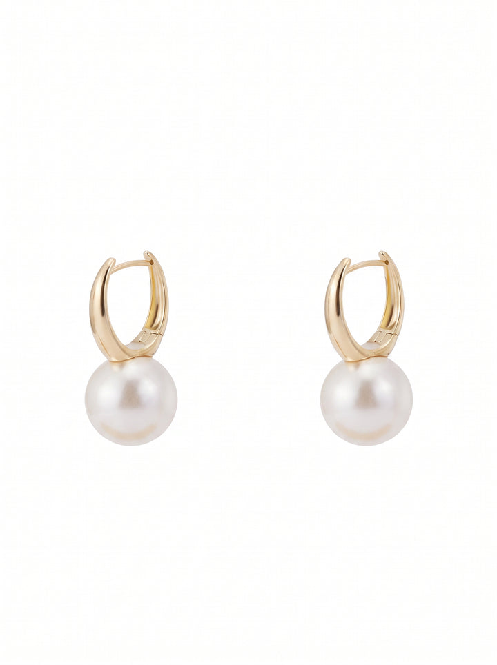 Elegant Minimalist Pearl Hoop Earrings