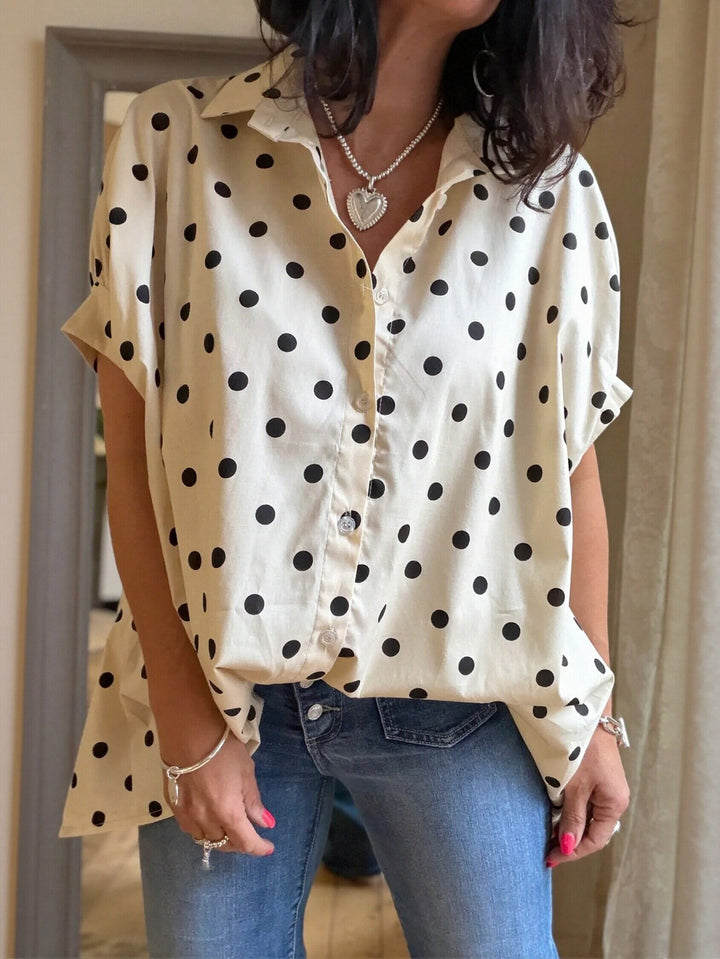 Oversized Polka Dot Button Up Shirt