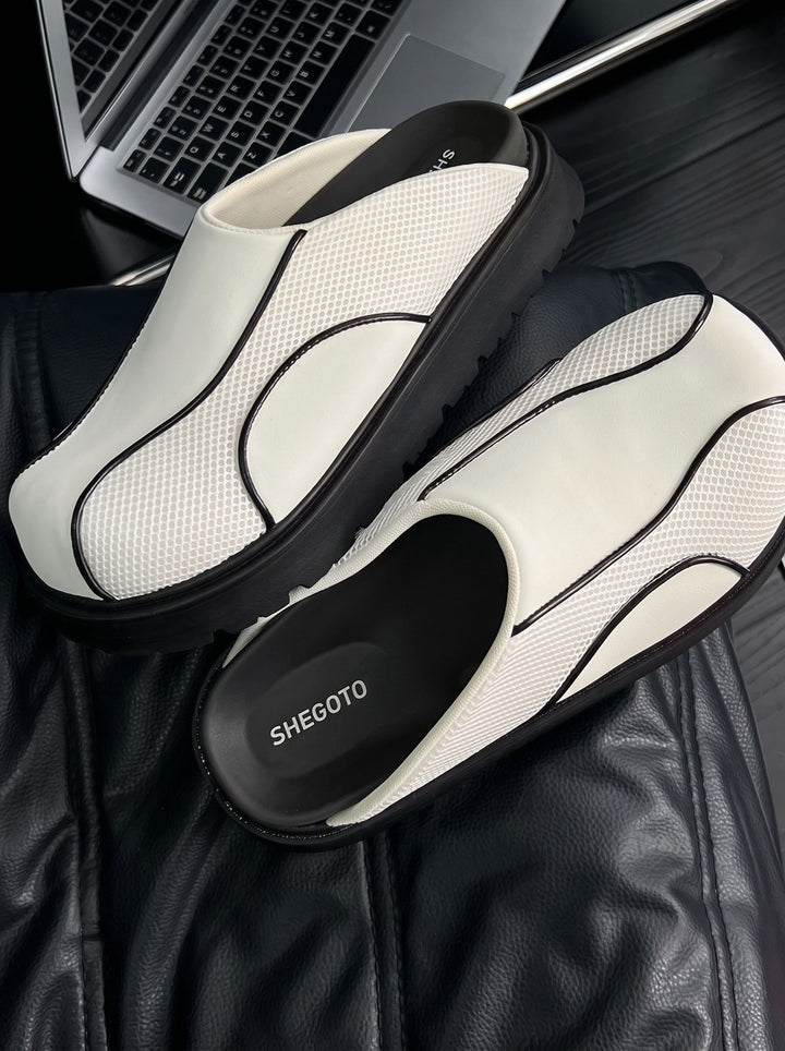 Comfy Platform Mesh Slip On Mules