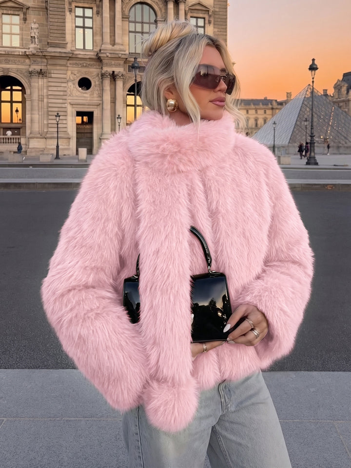 Luxurious Red Faux Fur Jacket