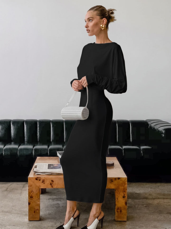 Elegant Long Sleeve Bodycon Midi Dress