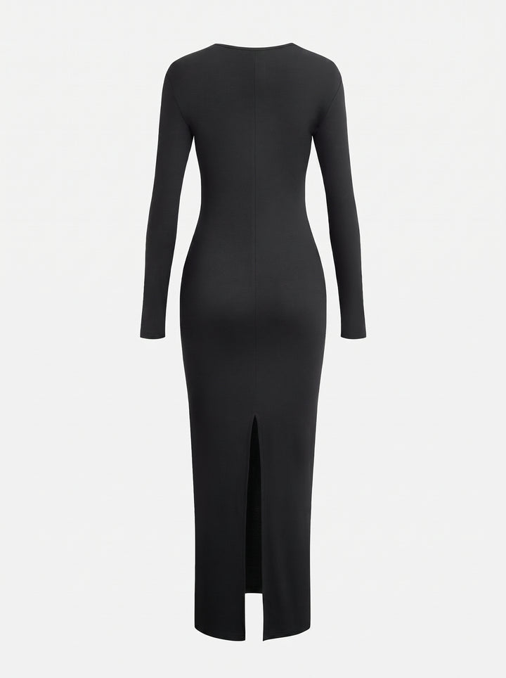 Asymmetrical Cutout Long Sleeve Maxi Dress
