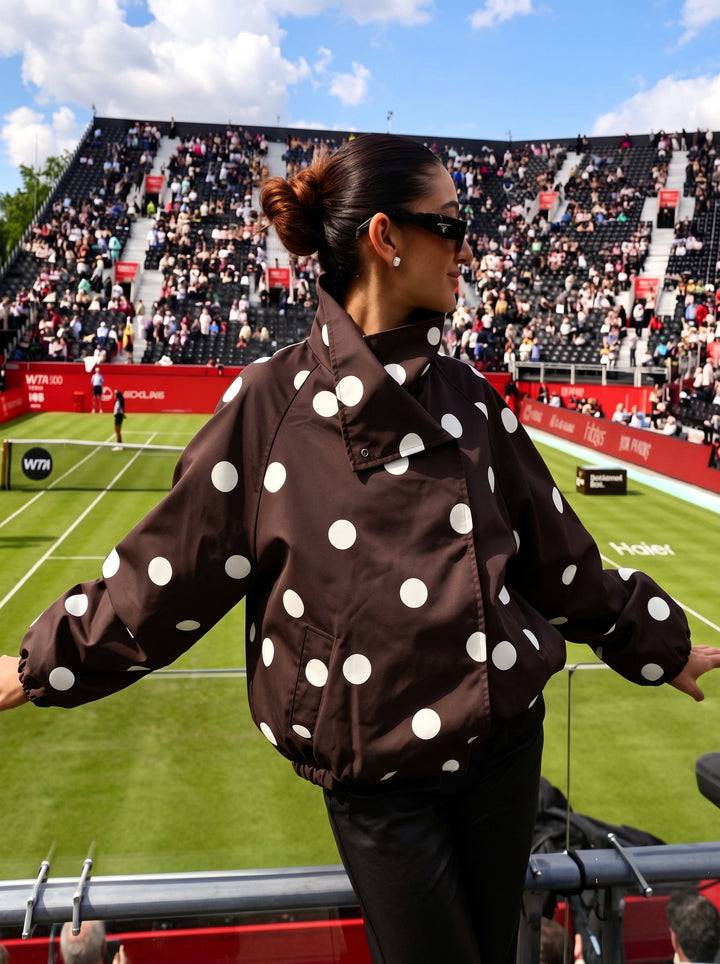 Polka Dot Stand Collar Jacket