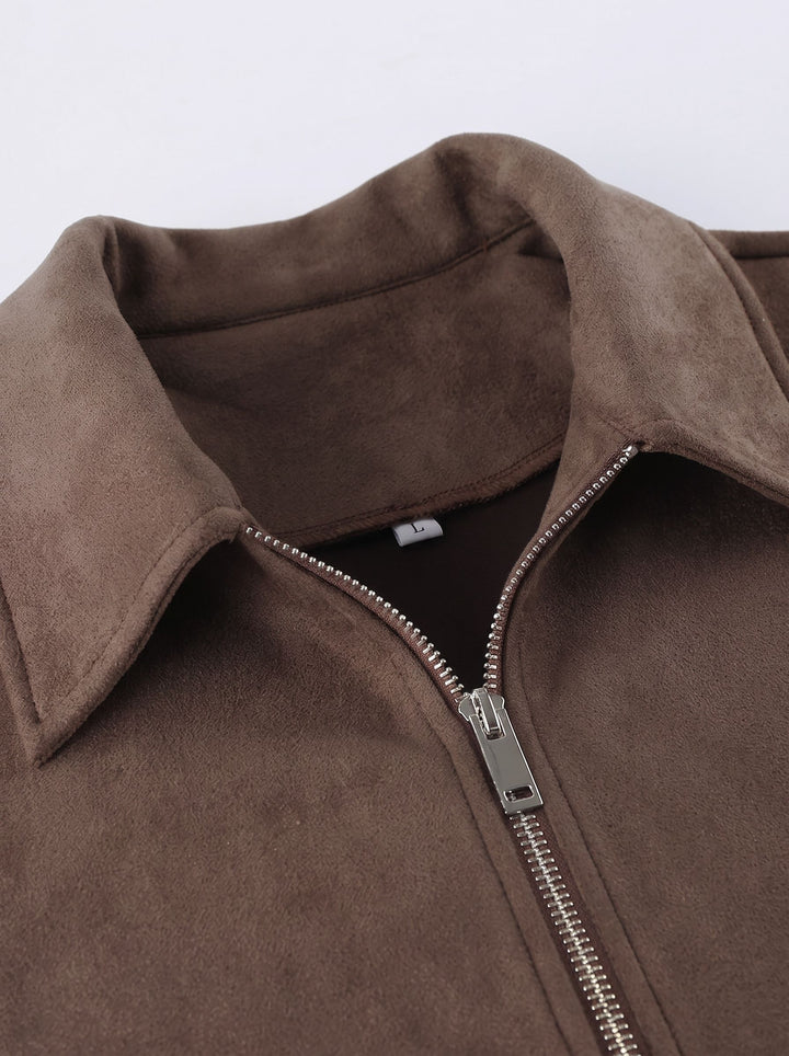 Vintage Brown Suede Zip Jacket