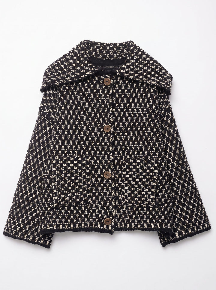 Textured Oversized Collar Button Up Jacket