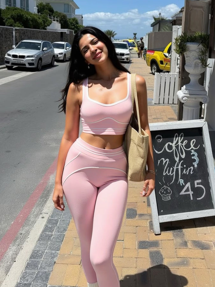 Seamless Contoured Pink Yoga Set