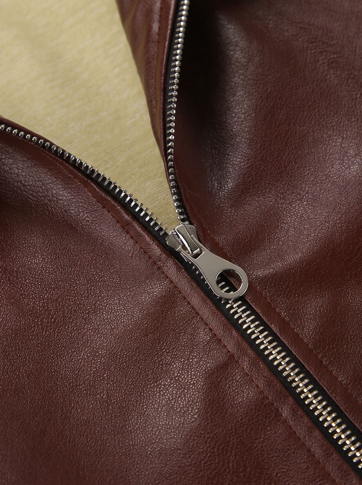 Oversized Burgundy Faux Leather Jacket