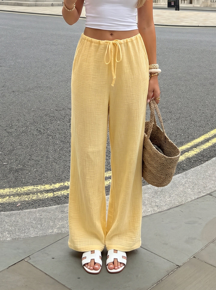 Comfy Gauze Drawstring Wide Leg Pants