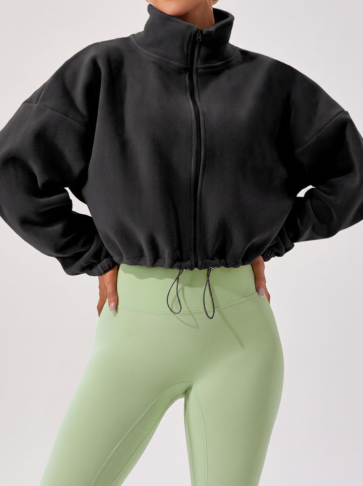Cropped Fleece Zip Up Jacket