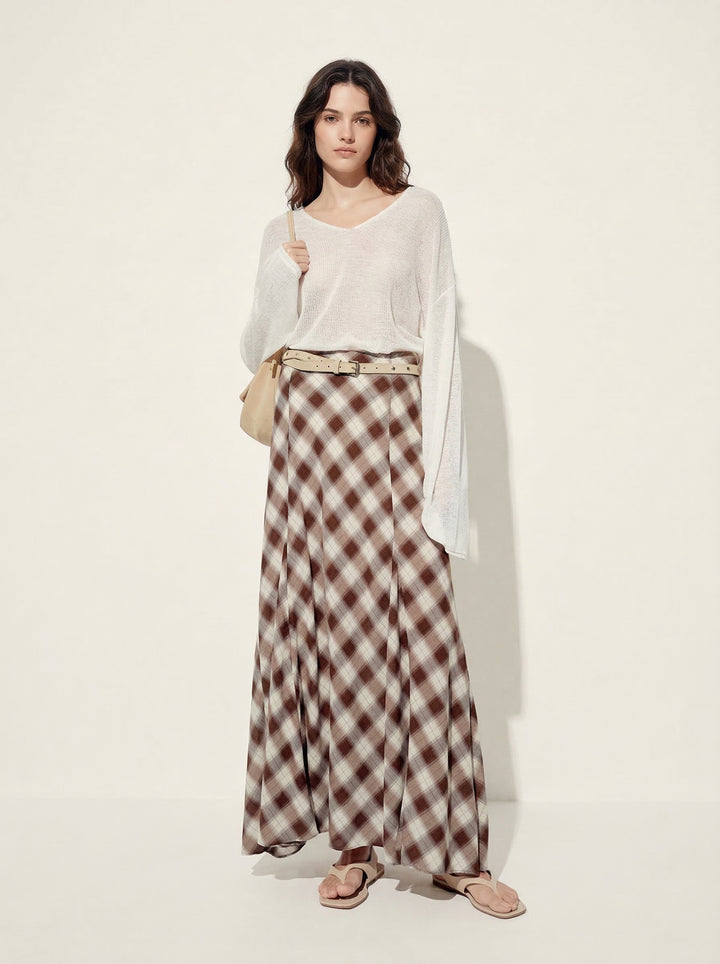 Checked Mermaid Maxi Skirt