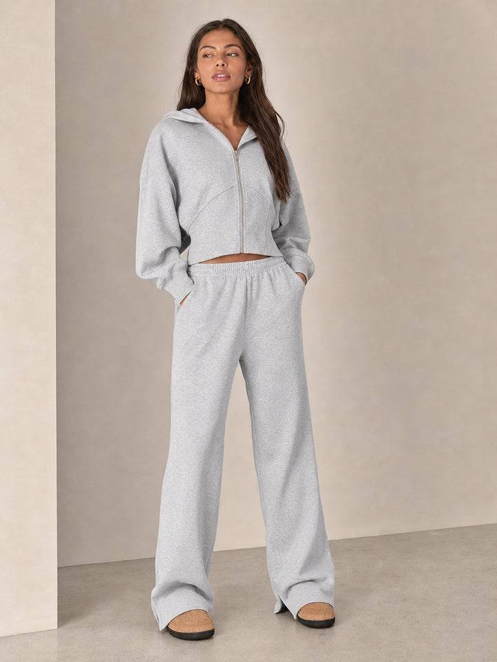 Cozy Zip Up Wide Leg Set