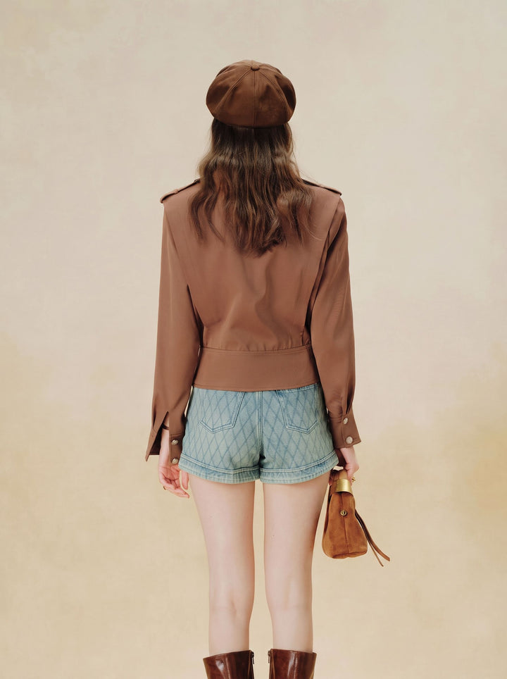 Embellished Floral Military Style Jacket