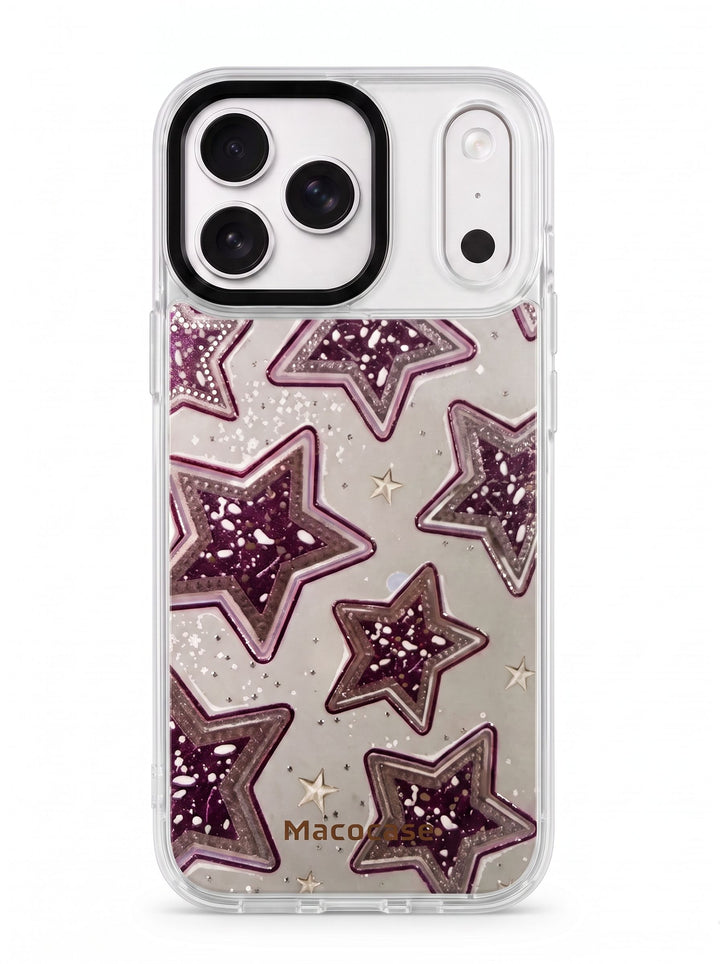 Glittery Purple Star Pattern Phone Case