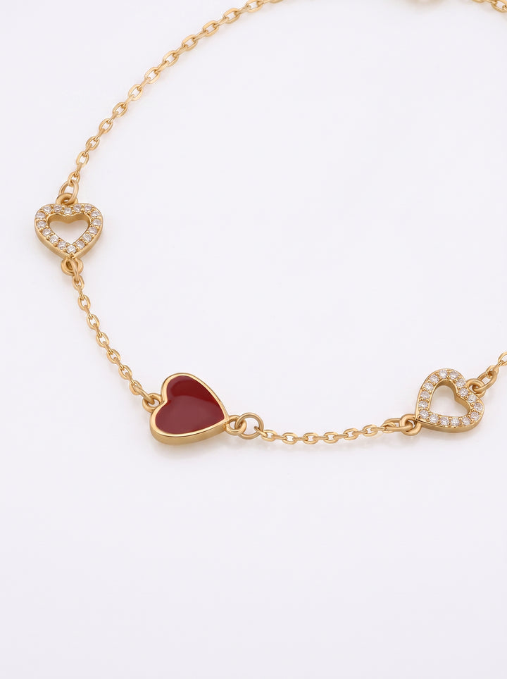Dainty Red Heart Charm Bracelet