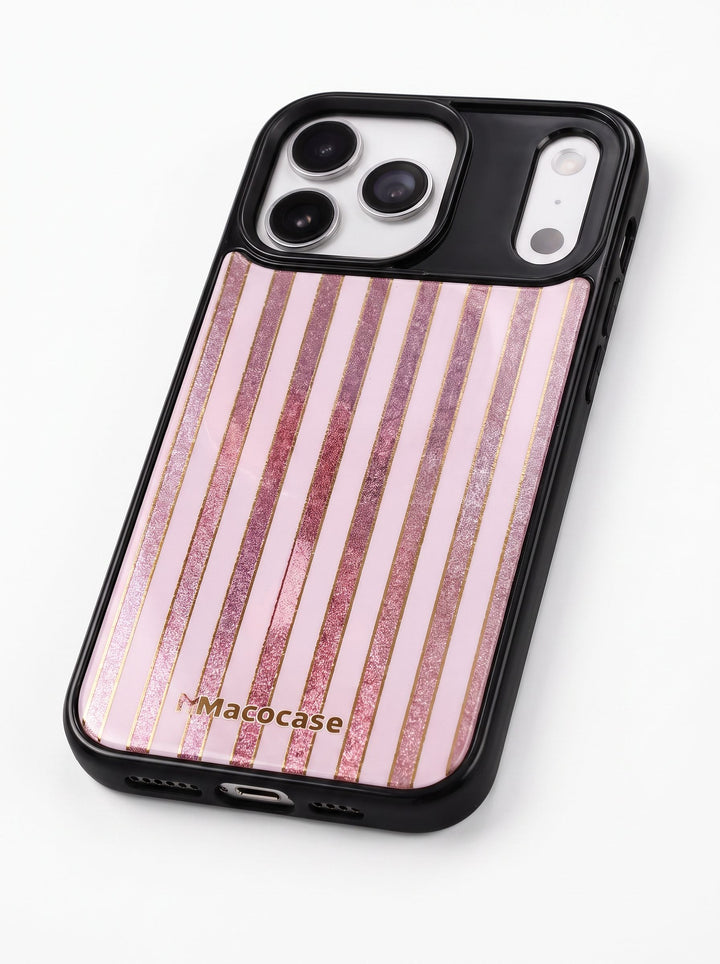 Pink and Gold Glitter Stripes Phone Case