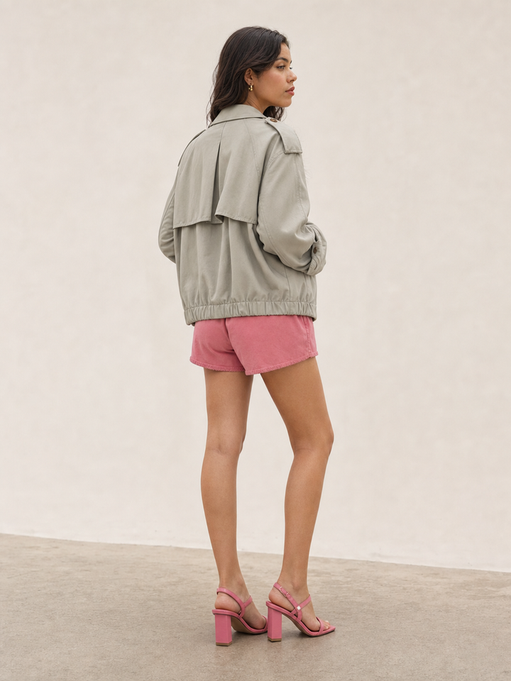 Cropped Oversized Trench Utility Jacket