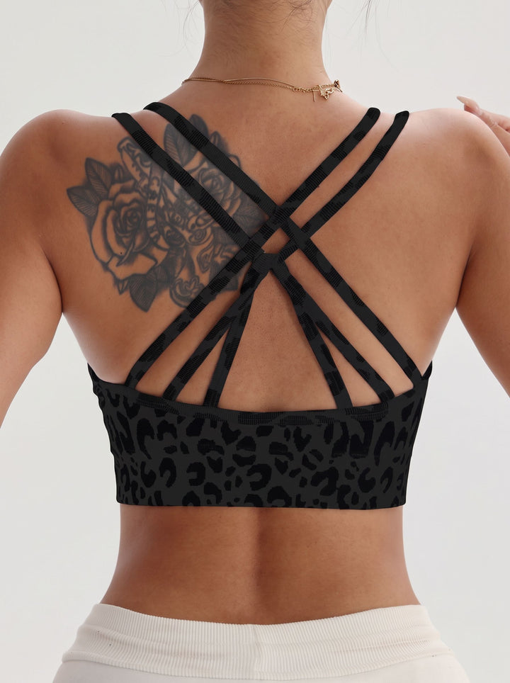 Strappy Back Leopard Print Yoga Tank