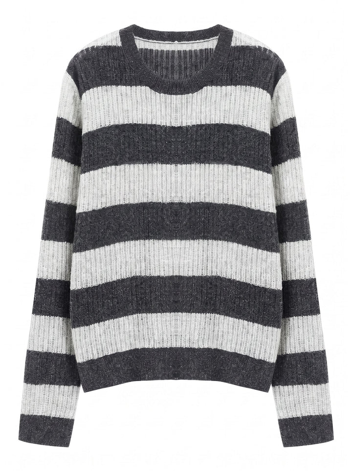 Cozy Striped Crewneck Knit Sweater