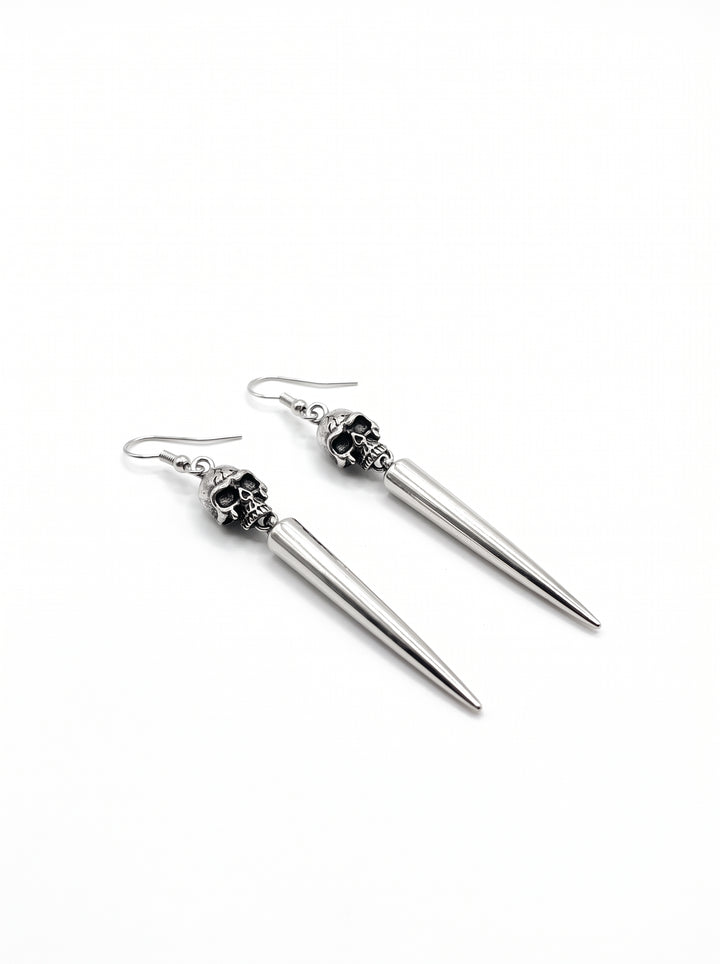 Gothic Skull Spike Dangle Earrings