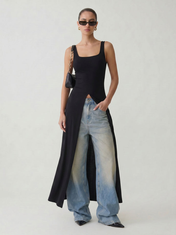 Sleeveless Split Front Top