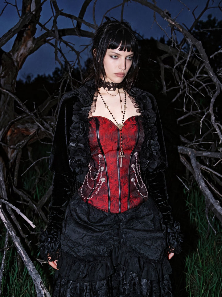 Gothic Floral Chain Corset Tank Top