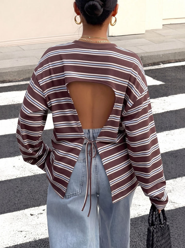 Oversized Striped Long Sleeve T Shirt