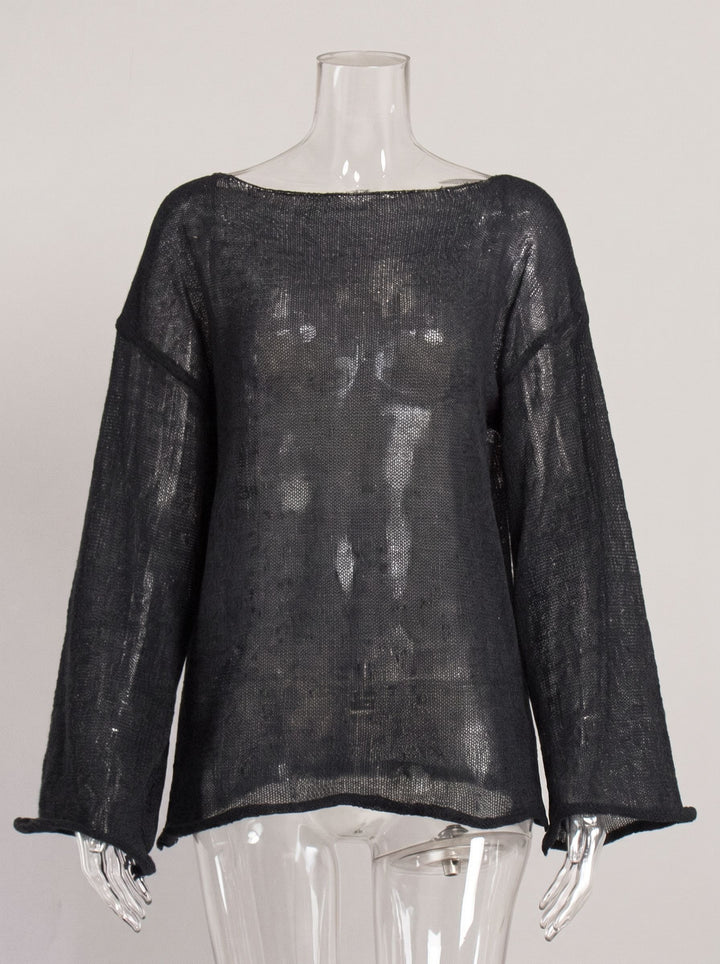 Oversized Lightweight Boat Neck Knit Sweater