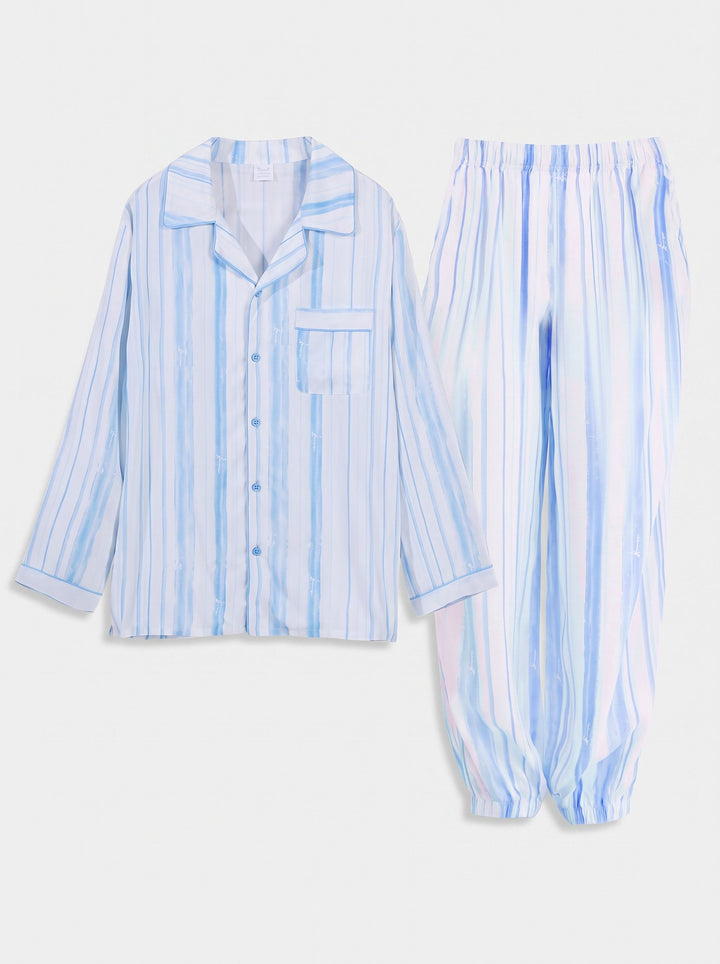 Soft Striped Button Down Pajama Set