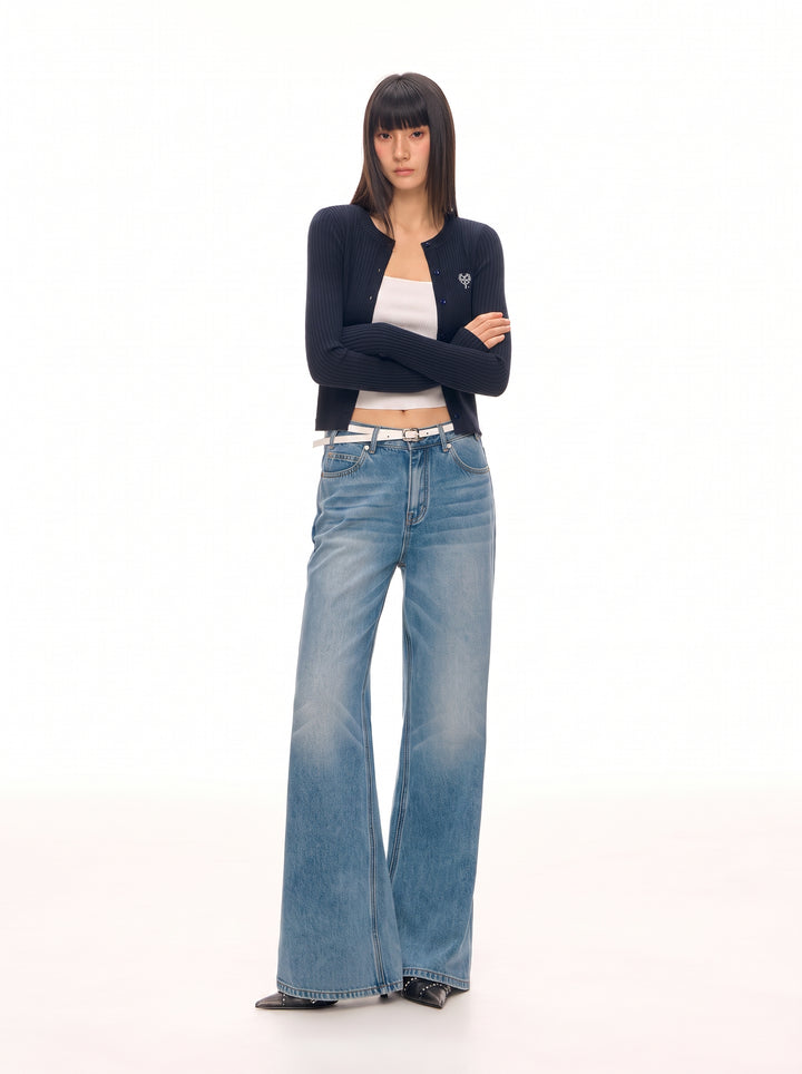 Slim Fit Ribbed Knit Cardigan