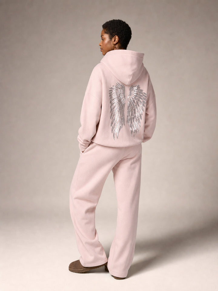 Oversized Sequin Wing Graphic Hoodie