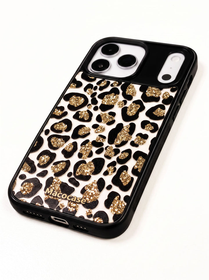 Gold Glitter Leopard Print Phone Case