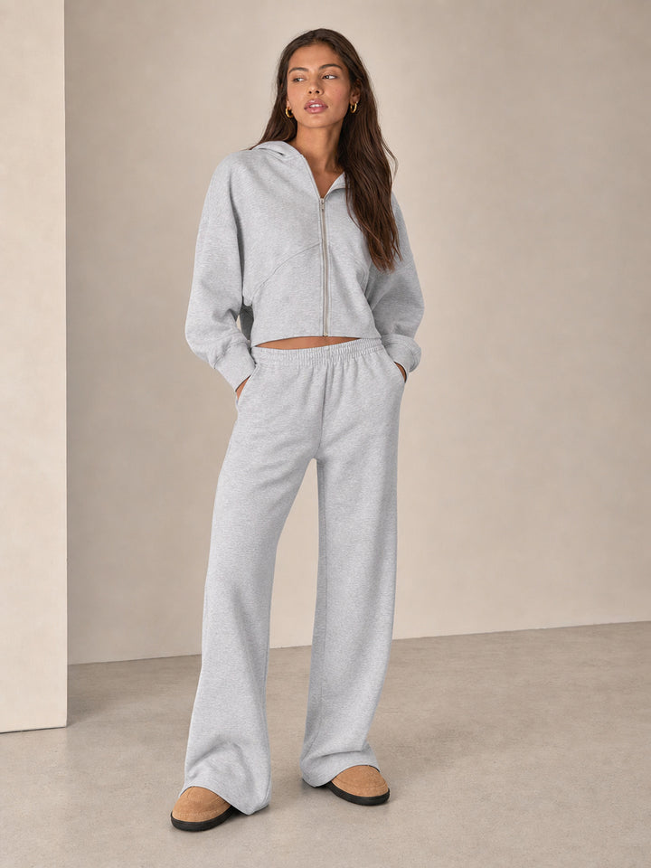 Cozy Zip Up Wide Leg Set