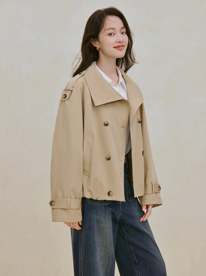 Double Breasted Stand Collar Cotton Jacket